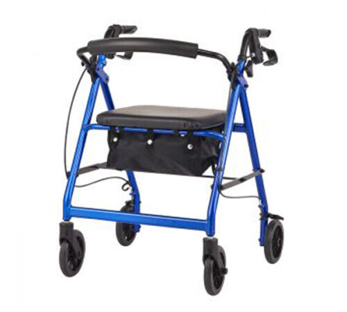 Blue Aluminum Rollator w padded seat