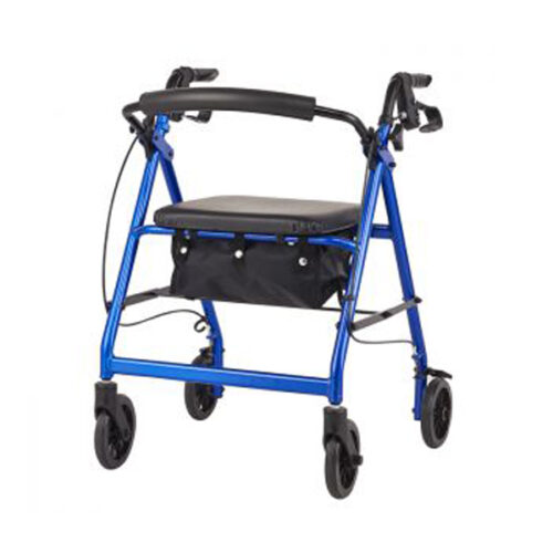 Blue Aluminum Rollator w padded seat