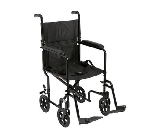 Lightweight Black Transport Wheelchair