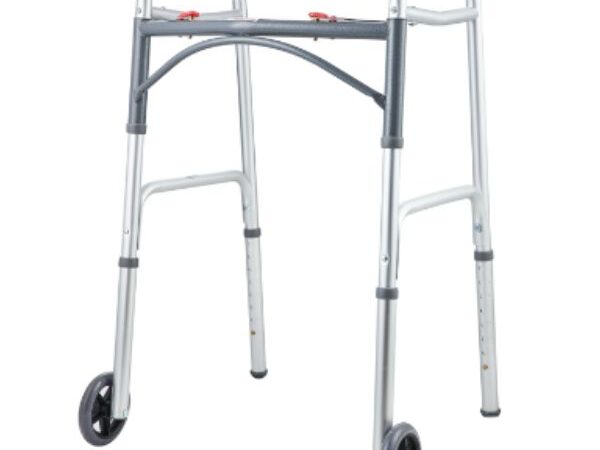 Aluminum Adult 2-Button Folding w/ 5" Wheels